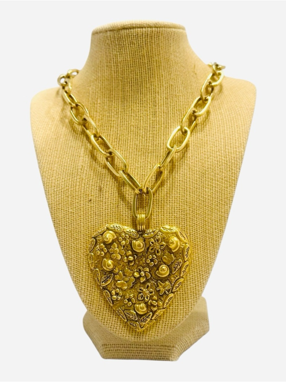 Yochi Gold Floral Heart Pendant Necklace - Women Jewelry